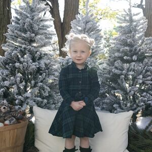 Kiel James Patrick Navy and Green Plaid Kids Dress